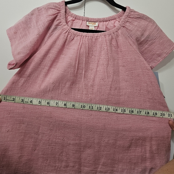 Cat & Jack Girls XL (14) Lined Blouse Top Pink W/Flowers 100% Cotton - Picture 4 of 11